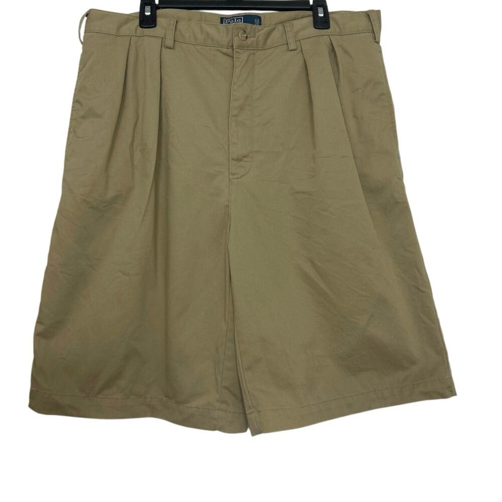 Polo Ralph Lauren Tyler Shorts 38T Khaki Pleated Chino Shorts 100% Cotton Preppy